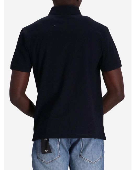 Emporio Armani Black Logo-Appliqué Jersey Polo Shirt for men