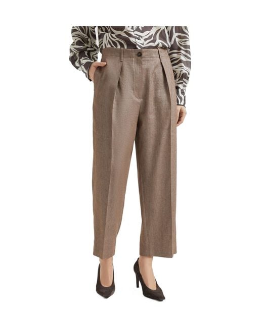 Brunello Cucinelli Natural Pleated Chino Trousers