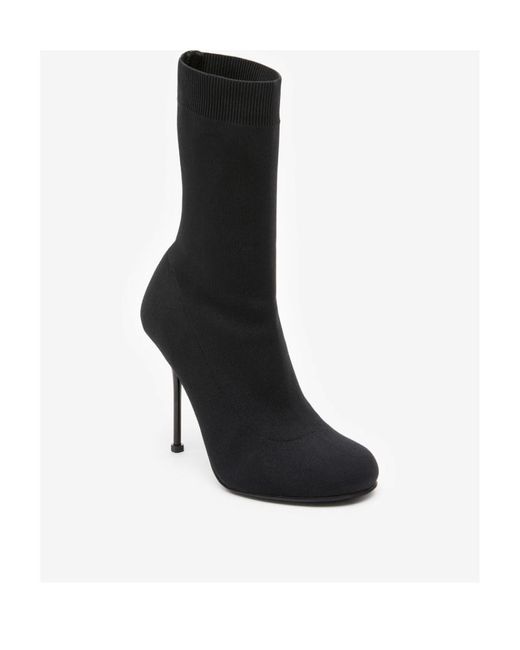 McQueen Black Pull-On Rib-Knit Boots