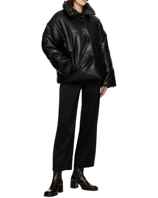 Nanushka Black Hide High-Neck Puffer Jacket