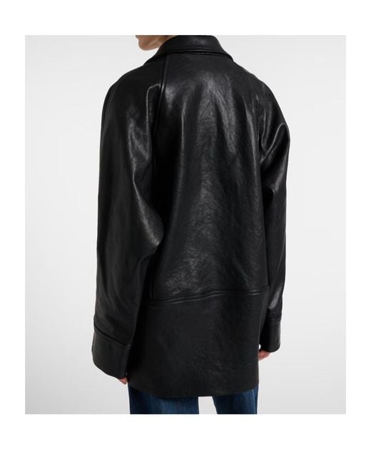 FRAME Black Long Sleeve Leather Jacket