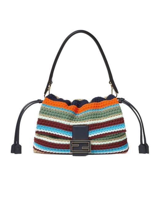 Fendi Multicolor Medium Mamma Baguette Striped Tote Bag