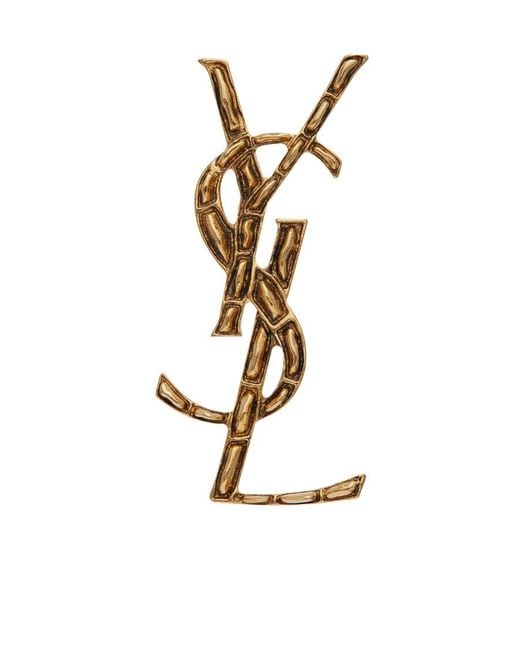 Saint Laurent White Opyum Monogram Brooch