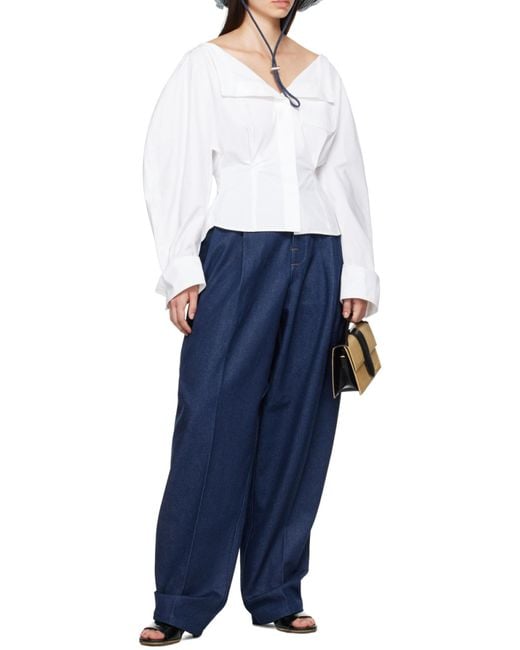 Jacquemus White La Chemise Barco Boat Neck Shirt