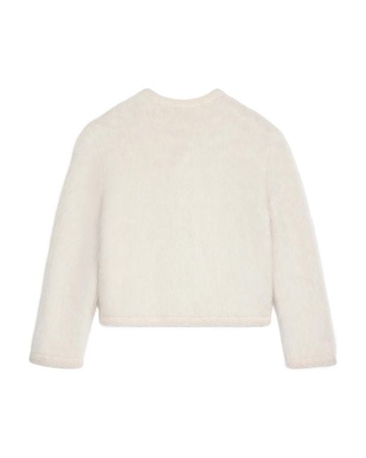 Céline White Brushed Mohair Cardigan