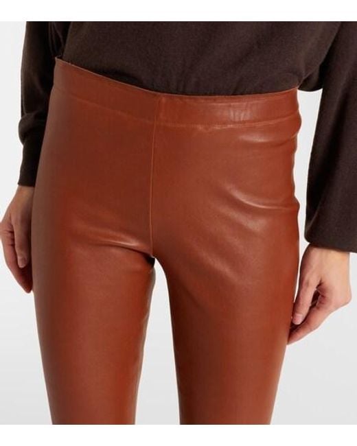 Stouls Brown Leather Slim Pants