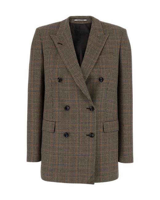 Tagliatore Green Double-Breasted Plaid Jacket