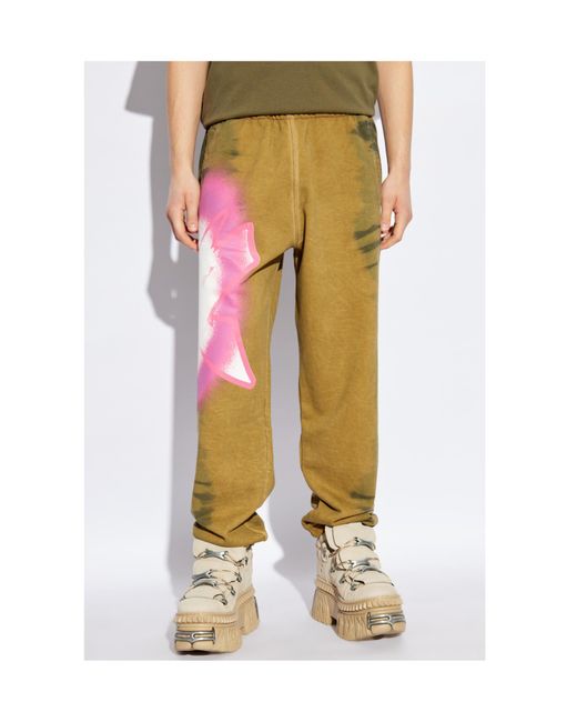 DIESEL Green P-Marky Flash Graphic Printed Sweatpants for men
