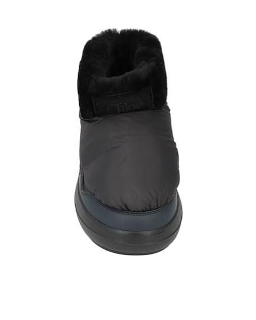Chloé Black Minimal Fleece-Lined Ankle Boots