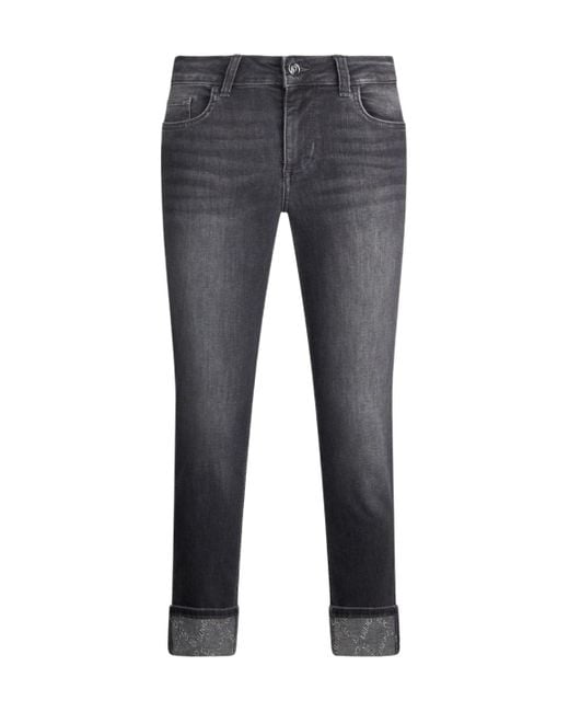 Liu Jo Gray Denim Trousers With Belt Loops
