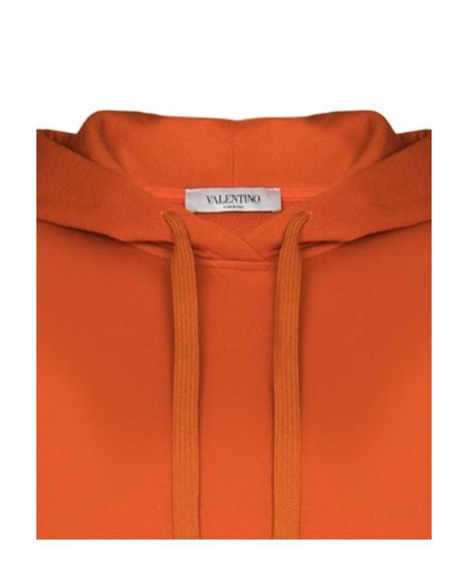 Valentino Orange Logo-Print Long-Sleeve Hoodie