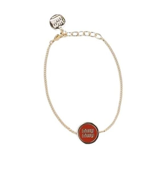 Miu Miu White Logo-Plaque Bracelet