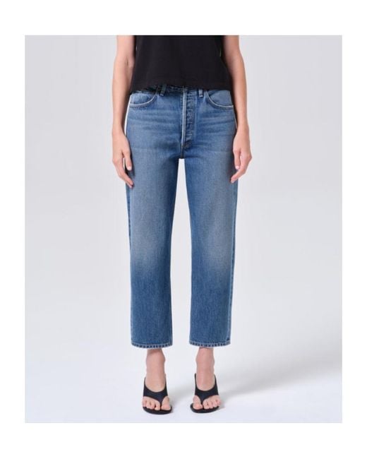 Agolde Blue 90's Crop Mid Rise Straight
