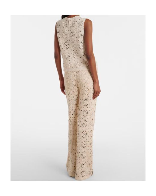 FRAME Natural Crocheted Trousers