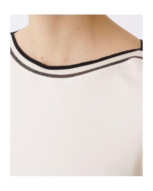 Fabiana Filippi White Boat-Neck Embellished Ribbed Top