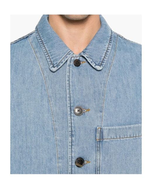 Dries Van Noten Blue Long Sleeved Denim Jacket for men