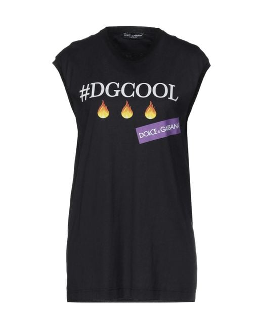 Dolce & Gabbana Black Solid Color Printed Knit T-Shirt