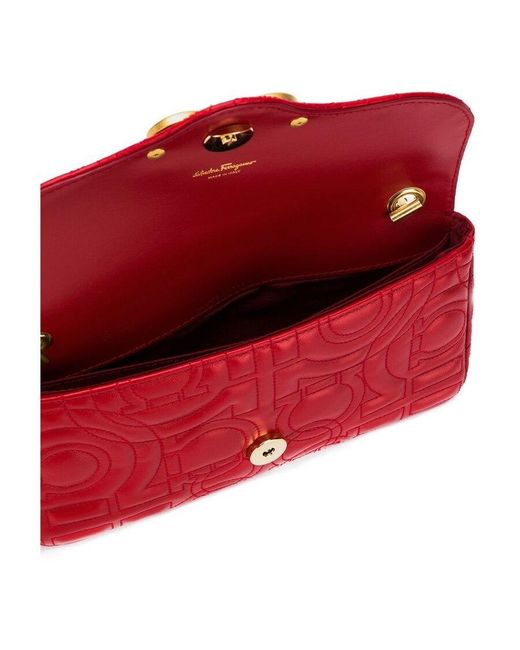 Ferragamo Red Quilted Gancini Mini Shoulder Bag