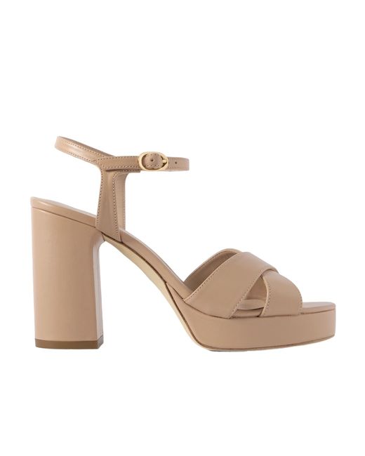 Stuart Weitzman Natural Round-Headed High-Heeled Sandals