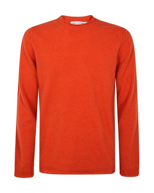 Comme des Garçons Red Round-Neck Wool Sweater for men