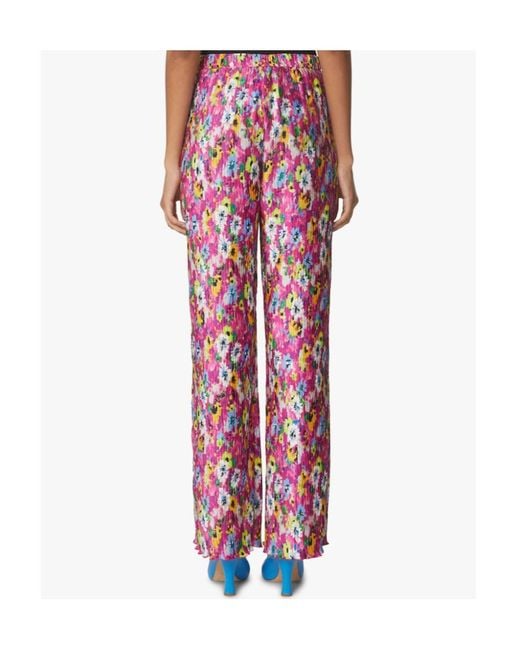 MSGM Red Floral Printed Pleated Pants