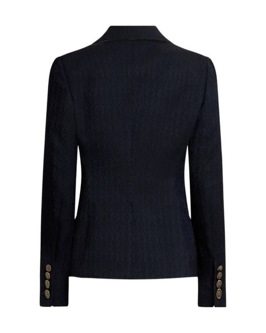Etro Blue Single-Breasted Wool Jacquard Jacket
