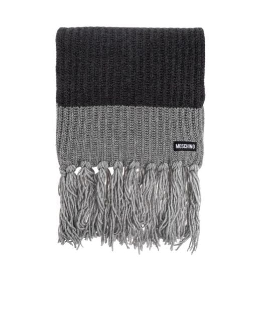 Moschino Black Logo Label Fringed Scarf for men