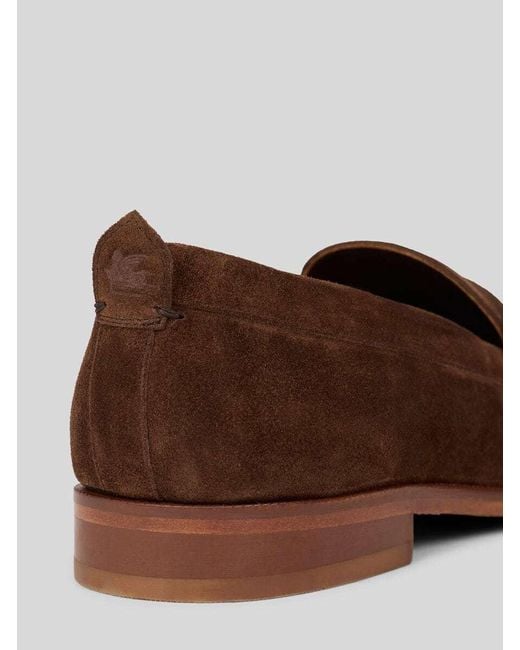 Etro Brown Logo-Embossed Loafers for men