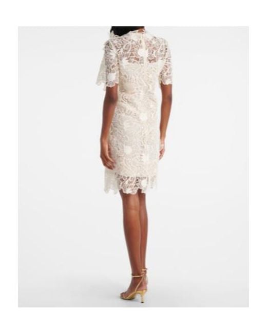 Oscar de la Renta Natural Floral Lace Minidress