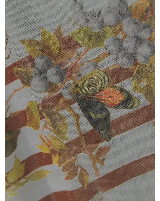 Jean Paul Gaultier Gray Striped Floral-Print T-Shirt