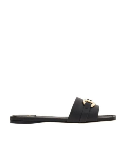 Ferragamo White Logo Plaque Flat Sandals
