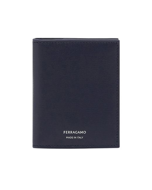 Ferragamo Blue Logo Pattern Card Holder for men
