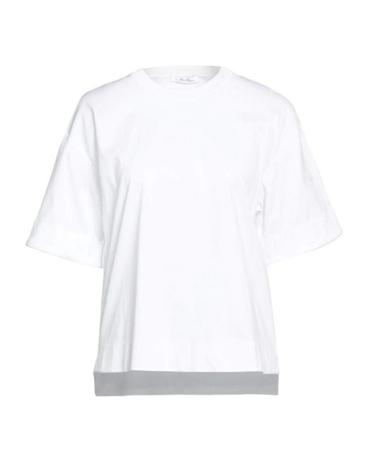 Max Mara White Solid Color T-Shirt