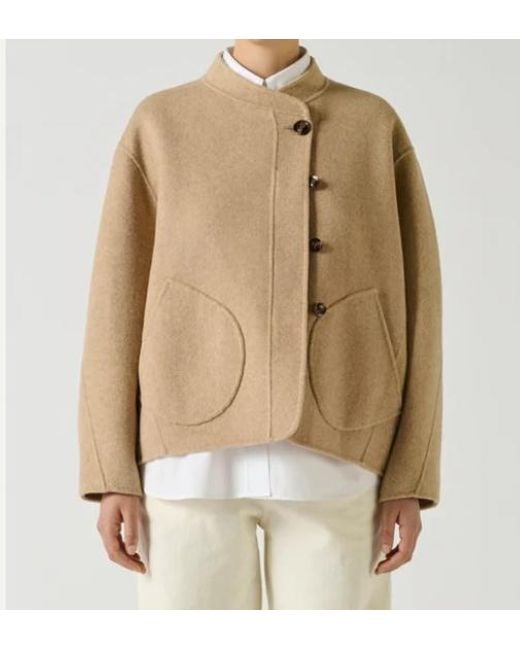 Soeur Natural Double-Faced Wool Short Coat