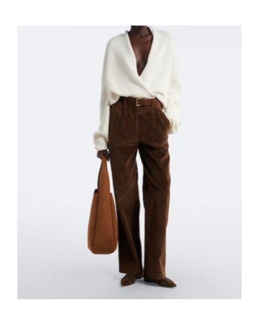 AYA MUSE Brown Aven Cotton-Blend Corduroy Wide-Leg Pants