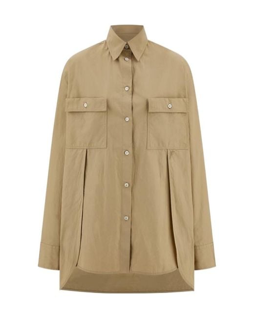 Ferragamo Natural Ferragamo Long-Sleeved Poplin Shirt