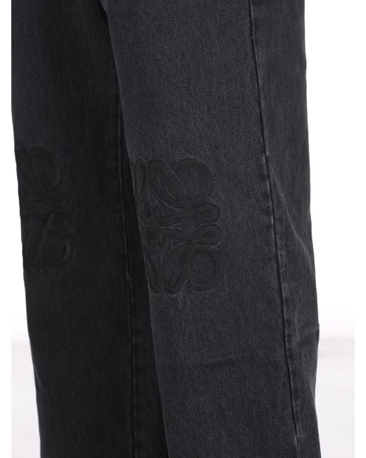 Loewe Blue Embroidered Wide-Leg Jeans for men