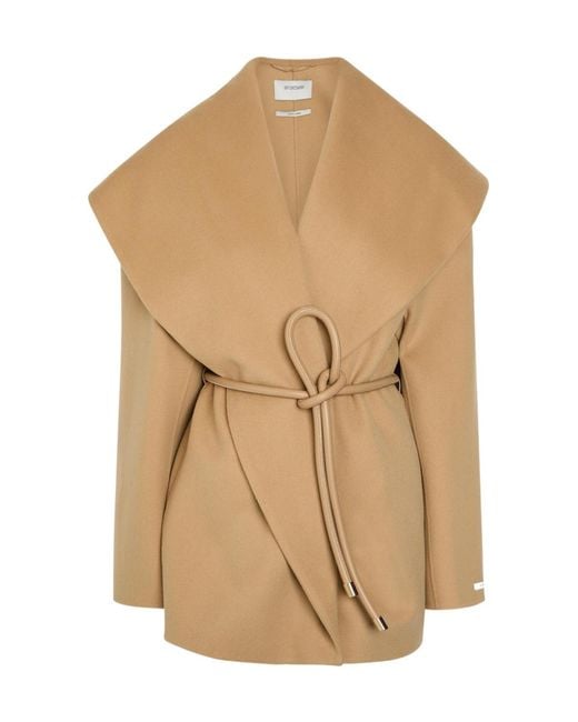 Sportmax Natural Belted Wool Coat