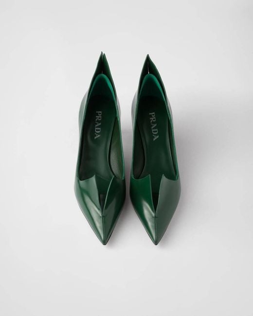 Prada Green Pointed-Toe Slip-On Pumps