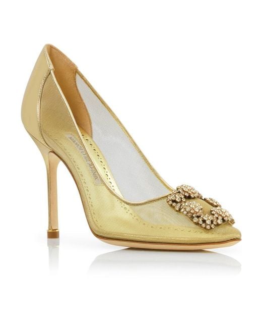 Manolo Blahnik Metallic Mesh High Heels