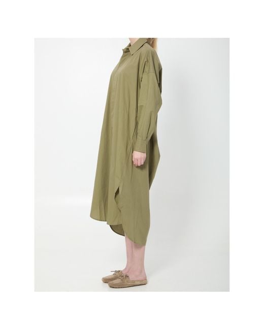 Frankie Shop Green Bloom Organic Cotton Shirt Midi Dress