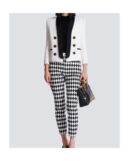 Balmain White Two-Tone Edge-To-Edge Jacket With 6 Buttons