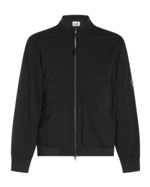 C P Company Black Lens-Detail Zip-Fastening Jacket for men