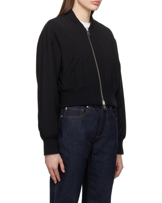 AMI Black Zip-Up Padded Bomber Jacket