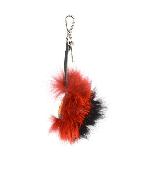 Fendi Red Eye Pattern Fox Fur Key Chain for men