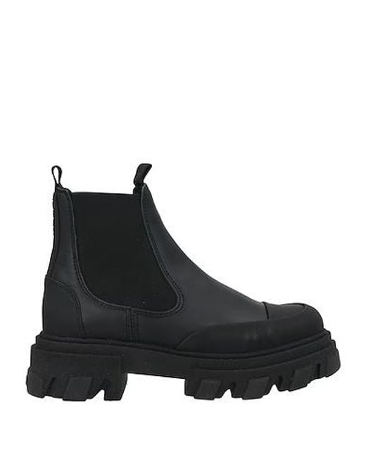 Ganni Black Simple Solid-Color Platform Boots