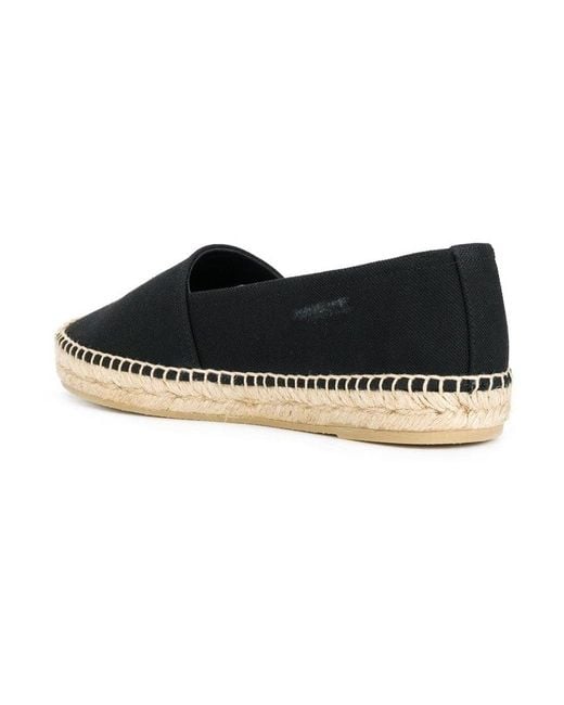 Saint Laurent Black Logo Embroidery Straw Shoes
