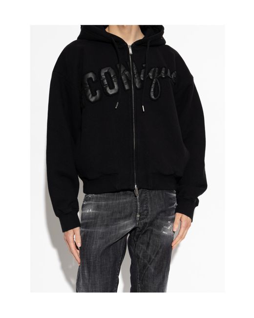 DSquared² Black Logo Zip-Up Hoodie for men