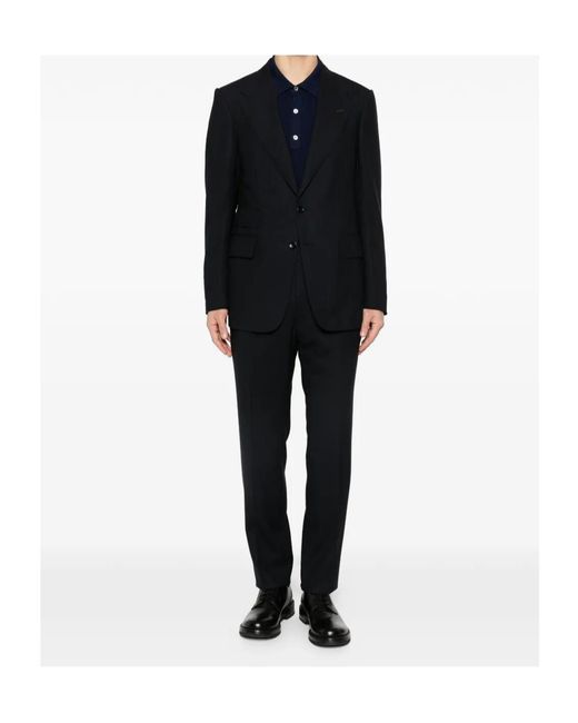 Tom Ford Blue Long-Sleeved Knitted Polo Shirt for men