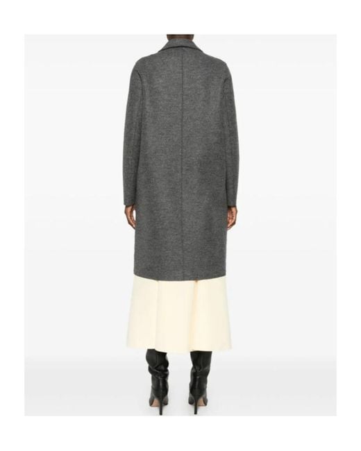 Harris Wharf London Gray Buttoned Single-Breasted Coat